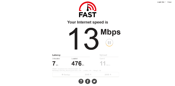 Fast.com Broadband Speed Test